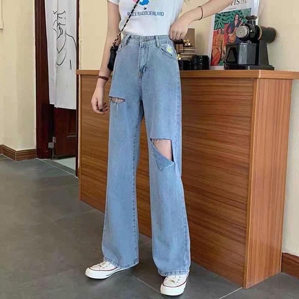 women's jeans 2021 women ripped hole high waist zipper button straight full-length trousers streetwear basic bottoms blue
women's jeans 2021 women ripped hole high waist zipper button straight full-length trousers streetwear basic bottoms blue