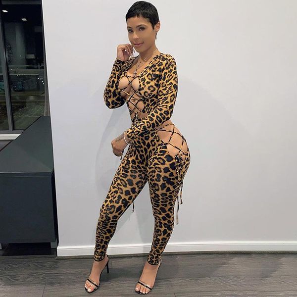 women's tracksuits vintage leopard print bandage two piece set women 2021 deep v neck crop + pant lace up club party outfits, Gray
women's tracksuits vintage leopard print bandage two piece set women 2021 deep v neck crop + pant lace up club party outfits, Gray
