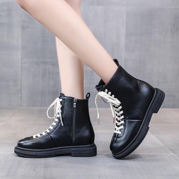 boots black platform women cross tied ankle korean style pu leather thick sole botines mujer 2021
boots black platform women cross tied ankle korean style pu leather thick sole botines mujer 2021