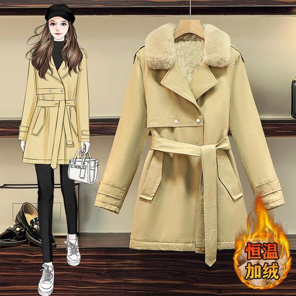 women's trench coats plus size thick windbreaker woman 2021 autumn winter velvet parker coat outerwear ladies long warm cotton jacket w, Tan;black
women's trench coats plus size thick windbreaker woman 2021 autumn winter velvet parker coat outerwear ladies long warm cotton jacket w, Tan;black