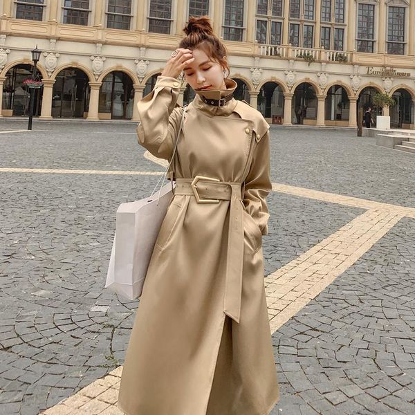 women's trench coats brand european style elegant long women coat with belt lady duster female outerwear spring autumn, Tan;black
women's trench coats brand european style elegant long women coat with belt lady duster female outerwear spring autumn, Tan;black
