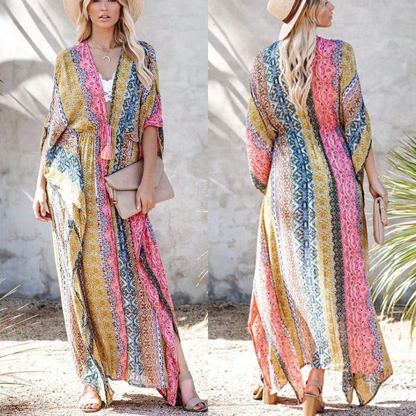 women's swimwear bohemian printed kaftan women beachwear tunic 2021 fashion floral swimsuit cardigan long cover up plus size robe, White;black
women's swimwear bohemian printed kaftan women beachwear tunic 2021 fashion floral swimsuit cardigan long cover up plus size robe, White;black