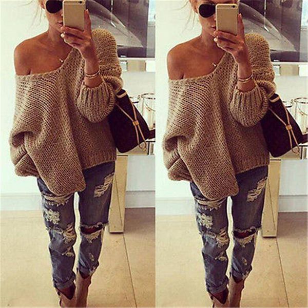 women's sweaters women casual long sleeve knitted pullover loose sweater jumper knitwear v neck, White;black 
women's sweaters women casual long sleeve knitted pullover loose sweater jumper knitwear v neck, White;black