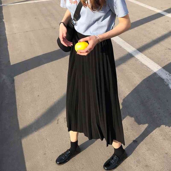 werueruyu color women skirt long pleated s spring summer elastic waist solid elegant chiffon holiday 210608, Black
werueruyu color women skirt long pleated s spring summer elastic waist solid elegant chiffon holiday 210608, Black