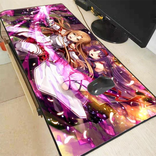 mouse pads & wrist rests xgz anime girl sword art online keyboard gaming large locking edge rubber durable deskmousepad for csgo xl