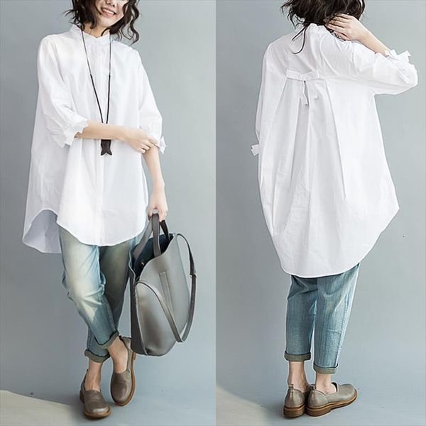 puff half sleeve oversized women shirt plus size large loose stand collar bow fashion lady cotton clothing, White
puff half sleeve oversized women shirt plus size large loose stand collar bow fashion lady cotton clothing, White