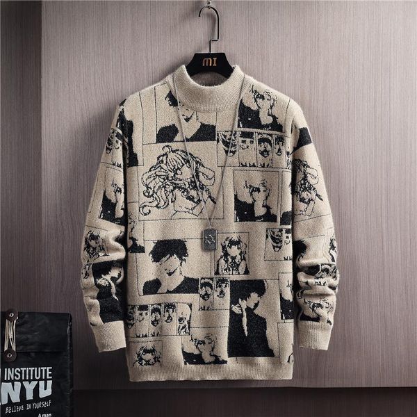 men's sweaters sweater autumn winter anime pattern slim men round collar pullovers 2021 casual thick knitwear warm, White;black
men's sweaters sweater autumn winter anime pattern slim men round collar pullovers 2021 casual thick knitwear warm, White;black