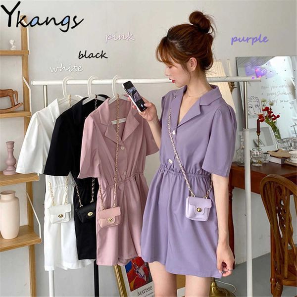 office lady jumpsuits women korean style high waist short sleeve notch plus size 3xl fashion loose solid casual playsuits 210619, Black;white
office lady jumpsuits women korean style high waist short sleeve notch plus size 3xl fashion loose solid casual playsuits 210619, Black;white