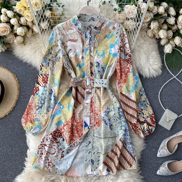 casual dresses spring autumn women's dress korean irregular printed lantem sleeve stand collar short slim shirt female gx083, Black;gray
casual dresses spring autumn women's dress korean irregular printed lantem sleeve stand collar short slim shirt female gx083, Black;gray
