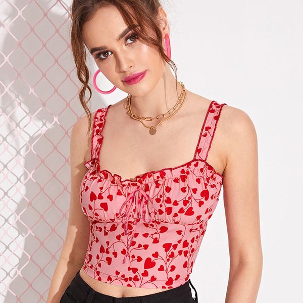 new in summer women fashion sweet love print all over crop camisole casual lace-up pleated slim fit sling tank top, White
new in summer women fashion sweet love print all over crop camisole casual lace-up pleated slim fit sling tank top, White