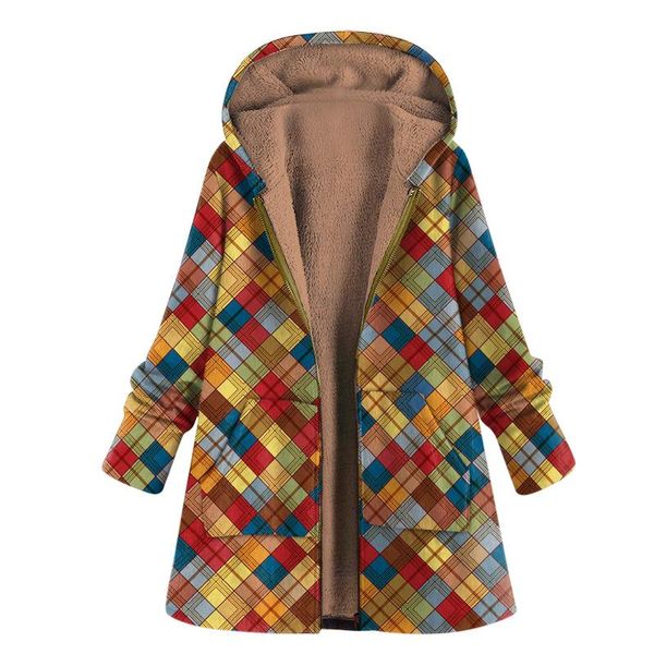 women's jackets women winter warm coat vintage plaid print hooded jacket coats thick plus fleece lady outwear casual loose fuzzy zipper, Black;brown
women's jackets women winter warm coat vintage plaid print hooded jacket coats thick plus fleece lady outwear casual loose fuzzy zipper, Black;brown