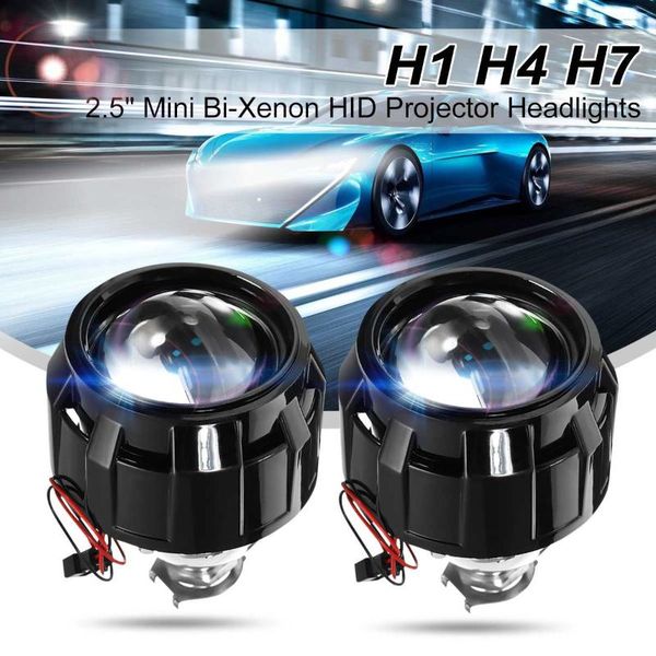 other lighting system 2pcs 2.5" lhd rhd mini bi xenon hid projector retrofit headlight lens auto angle eyes fit h1 h4 h7 kit sliver bla