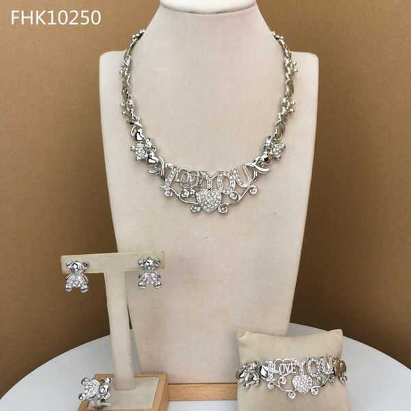 earrings & necklace yuminglai xox jewelry sets teddy bear rhinestone i love you heart shape bracelet ring fhk10250, Silver
earrings & necklace yuminglai xox jewelry sets teddy bear rhinestone i love you heart shape bracelet ring fhk10250, Silver