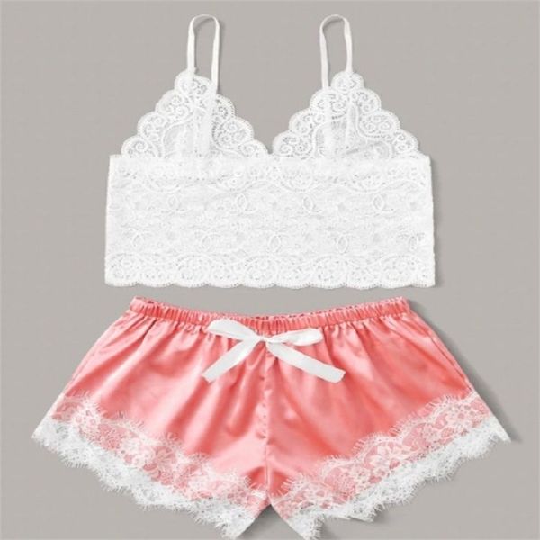 women's pajamas lace sleeveless sleep camisole female casual shorts v neck and comfortable sleepwear 211203, Black;white
women's pajamas lace sleeveless sleep camisole female casual shorts v neck and comfortable sleepwear 211203, Black;white