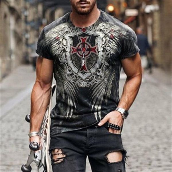 men's t-shirts fashion 3d cross print summer men oversized clothing, White;black