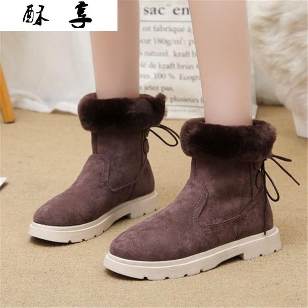 boots 2021 winter women fashion warm short plush snow for shoes lace-up mid heel ankle botas mujer, Black 
boots 2021 winter women fashion warm short plush snow for shoes lace-up mid heel ankle botas mujer, Black