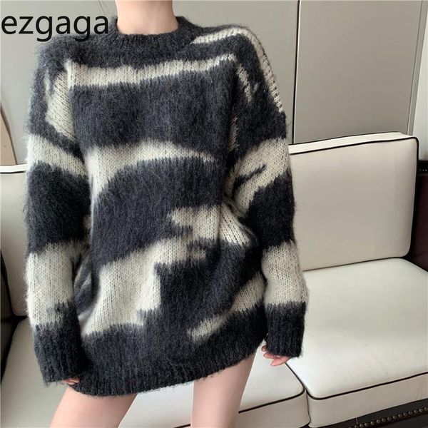 women's sweaters ezgaga zebra pattern women loose sweater autumn winter retro chic korean pull femme casual ladies outwear pullovers 20, White;black
women's sweaters ezgaga zebra pattern women loose sweater autumn winter retro chic korean pull femme casual ladies outwear pullovers 20, White;black
