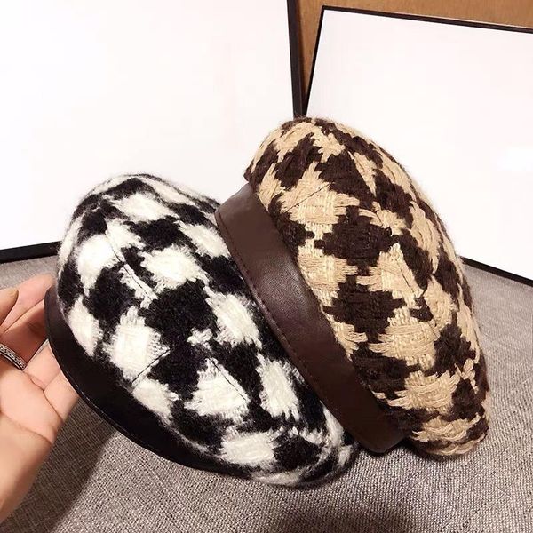 berets winter elegant tweed plaid pu leather brim lady beret hat men women casual keep warm painter octagonal high quality, Blue;gray
berets winter elegant tweed plaid pu leather brim lady beret hat men women casual keep warm painter octagonal high quality, Blue;gray