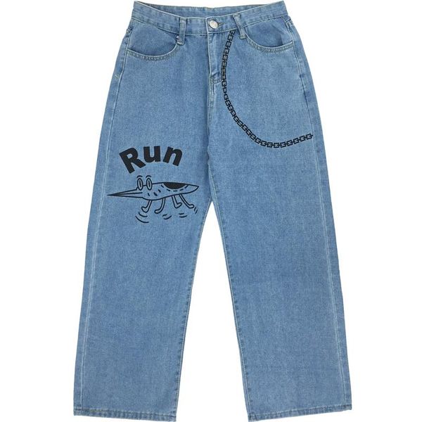 women's jeans harajuku female vintage wash women fashion chain loose high waist cartoon print casual trousers, Blue
women's jeans harajuku female vintage wash women fashion chain loose high waist cartoon print casual trousers, Blue