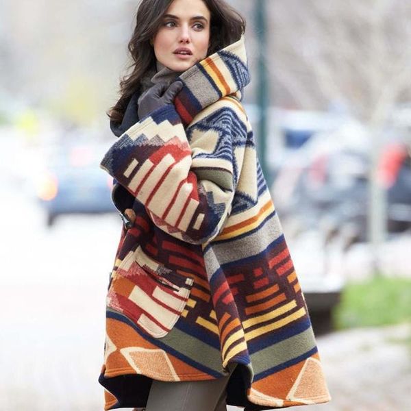 women's wool & blends wepbel hooded jackets coat fashion women woolen autumn striped prints long-sleeved cloak outwear, Black
women's wool & blends wepbel hooded jackets coat fashion women woolen autumn striped prints long-sleeved cloak outwear, Black