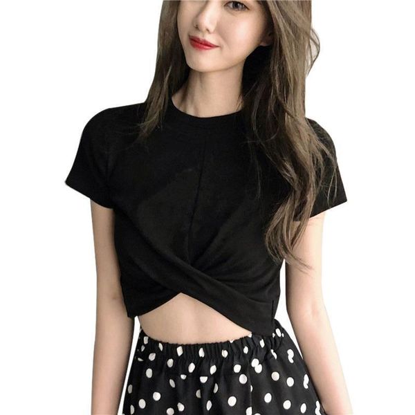 crop summer cross o neck women t shirt solid cotton high waist camiseta mujer, White
crop summer cross o neck women t shirt solid cotton high waist camiseta mujer, White