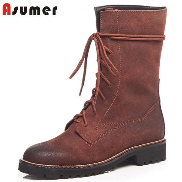 boots asumer 2021 fashion cow suede leather lace up ankle women round toe cross tied square med heel winter, Black
boots asumer 2021 fashion cow suede leather lace up ankle women round toe cross tied square med heel winter, Black