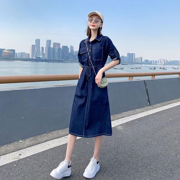 casual dresses 2021 women's denim dress fashion slim spring and autumn long lapel all-match jacket, Black;gray
casual dresses 2021 women's denim dress fashion slim spring and autumn long lapel all-match jacket, Black;gray