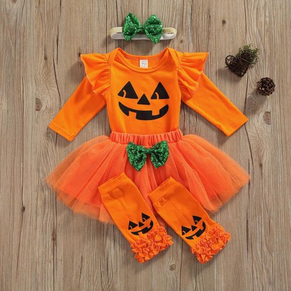 clothing sets 4pcs halloween baby girls outfit, pumpkin printing long sleeve round collar romper + mesh bubble skirt leggings headwear set, White
clothing sets 4pcs halloween baby girls outfit, pumpkin printing long sleeve round collar romper + mesh bubble skirt leggings headwear set, White