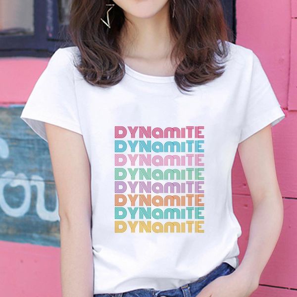 women's t-shirt 2021 dynamite print pink kpop korean style short sleeve cute casual hip-hop top, White
women's t-shirt 2021 dynamite print pink kpop korean style short sleeve cute casual hip-hop top, White