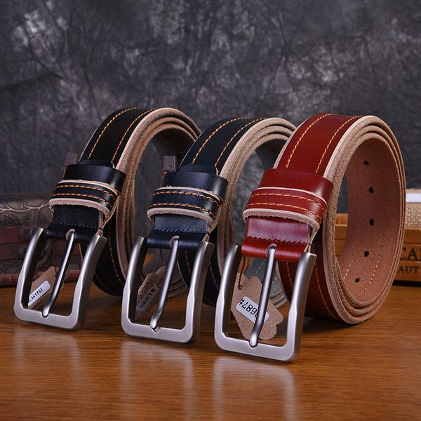 men's sewing double layer leather belt casual pin buckle alloy creative trouser, Black;brown
men's sewing double layer leather belt casual pin buckle alloy creative trouser, Black;brown