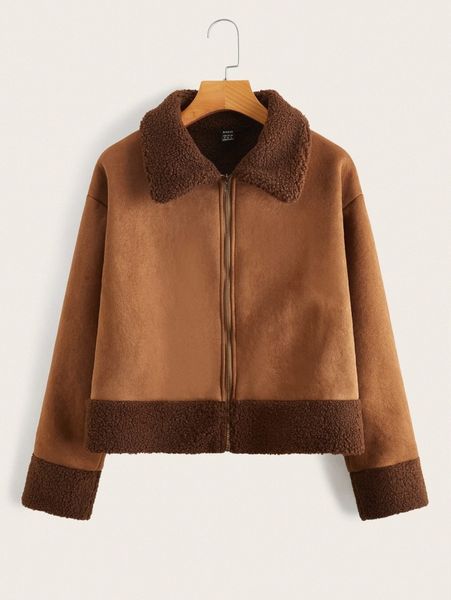 zipper front collared suede jacket r1xf#, Black;brown
zipper front collared suede jacket r1xf#, Black;brown