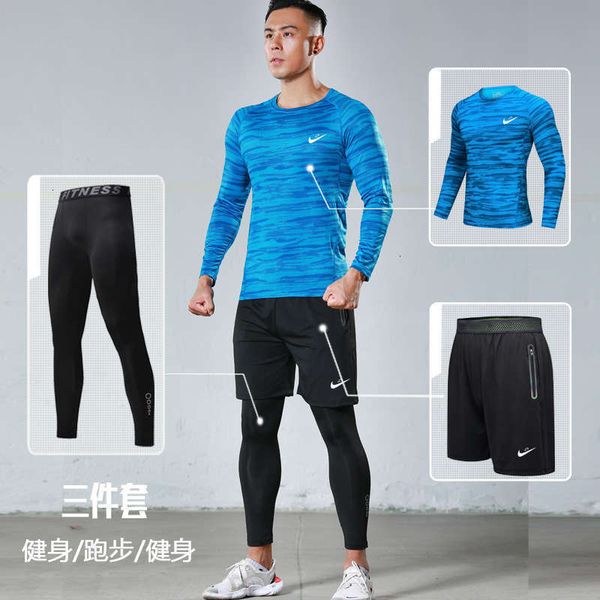 and tracksuits spring men's summer fitness three piece high elastic speed dry tights four dimensional sportswear suit, Gray
and tracksuits spring men's summer fitness three piece high elastic speed dry tights four dimensional sportswear suit, Gray