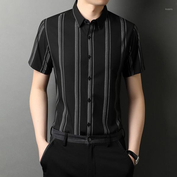 summer men's striped shirt business male social work office casual chemise homme lapel short sleeve camisa shirts, White;black
summer men's striped shirt business male social work office casual chemise homme lapel short sleeve camisa shirts, White;black