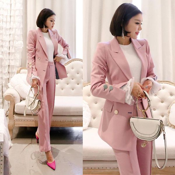 women's suits & blazers suit pants and fabric pink double-breasted slim jacket female trousers set 2021, White;black
women's suits & blazers suit pants and fabric pink double-breasted slim jacket female trousers set 2021, White;black