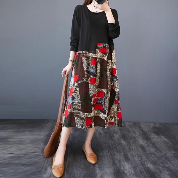 casual dresses women plus size dress vintage irregular stitching loose midi robe femme cotton linen printing autumn winter, Black;gray
casual dresses women plus size dress vintage irregular stitching loose midi robe femme cotton linen printing autumn winter, Black;gray