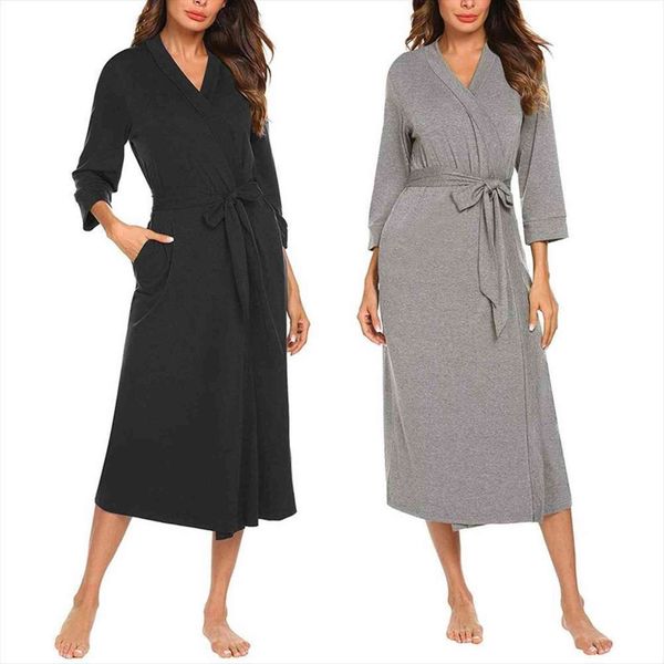 bathrobe cotton robe kimono pajamas women sleepwear 4 3 sleeve v neck lightweight with belt long pijama mujer, Black;red
bathrobe cotton robe kimono pajamas women sleepwear 4 3 sleeve v neck lightweight with belt long pijama mujer, Black;red