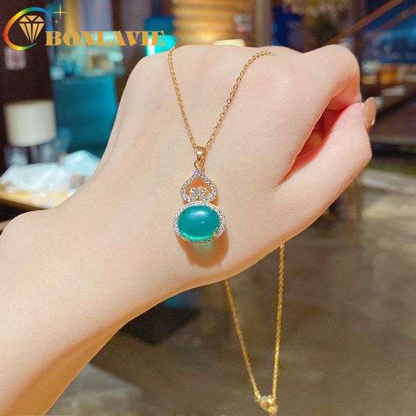 titanium steel green gem gourd necklace female celebrity clavicle chain chokers, Golden;silver
titanium steel green gem gourd necklace female celebrity clavicle chain chokers, Golden;silver