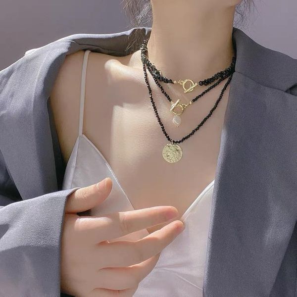 chains simple black spar necklace fashion all-match pearl pendant clavicle chain female crystal for women jewelry, Silver
chains simple black spar necklace fashion all-match pearl pendant clavicle chain female crystal for women jewelry, Silver