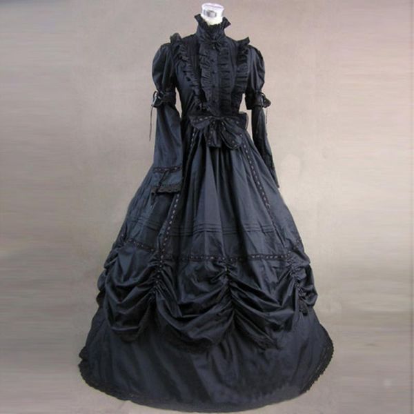 casual dresses black long sleeve gothic victorian period party princess dress retro cotton european court ball gowns costume for halloween, Black;gray
casual dresses black long sleeve gothic victorian period party princess dress retro cotton european court ball gowns costume for halloween, Black;gray