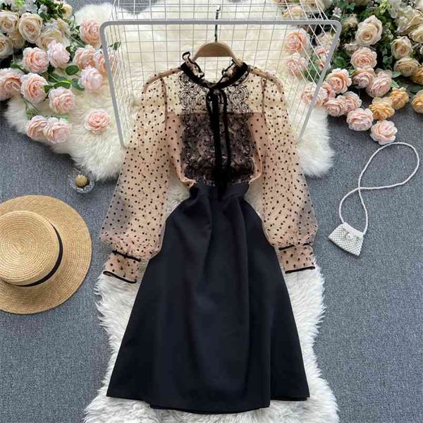 summer temperament vestidos female stand-up collar polka dot mesh puff sleeve waist slim midi dress c788 210506, Black;gray
summer temperament vestidos female stand-up collar polka dot mesh puff sleeve waist slim midi dress c788 210506, Black;gray