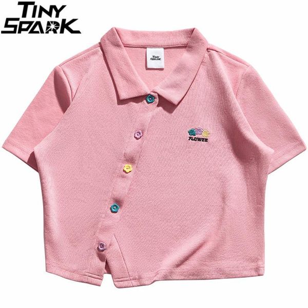 hip hop streetwear t shirt embroidery flower letter t-shirt 2021 women harajuku cotton summer short sleeve tshirt button women's, White
hip hop streetwear t shirt embroidery flower letter t-shirt 2021 women harajuku cotton summer short sleeve tshirt button women's, White