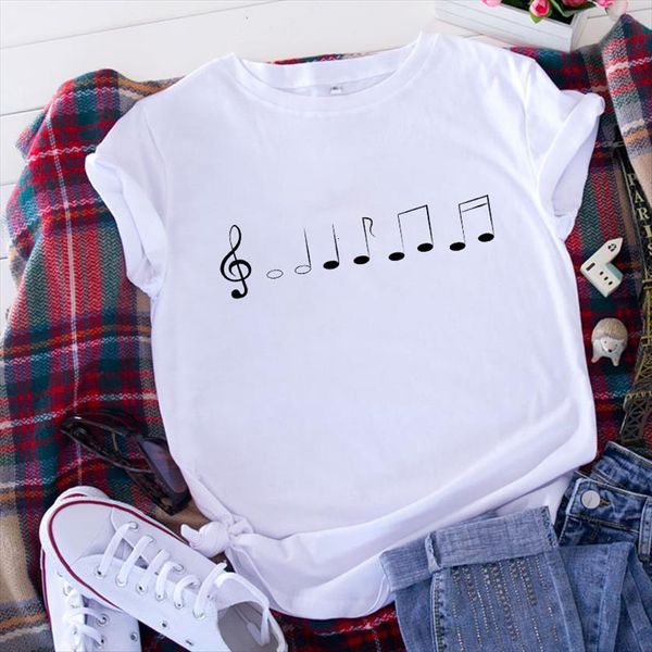 simple wild round neck womens t shirt short sleeve tee summer fun music graphics, White
simple wild round neck womens t shirt short sleeve tee summer fun music graphics, White