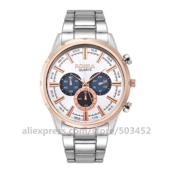 wristwatches 100pcs/lot rosra 8745 alloy watches for men business luxury false three eyes steel belt round dial quartz watch relogio, Slivery;brown
wristwatches 100pcs/lot rosra 8745 alloy watches for men business luxury false three eyes steel belt round dial quartz watch relogio, Slivery;brown