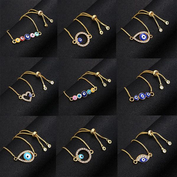 charm bracelets classic trendy turkish gold evil eye bracelet pave blue chain adjustable female party jewelry, Golden;silver
charm bracelets classic trendy turkish gold evil eye bracelet pave blue chain adjustable female party jewelry, Golden;silver