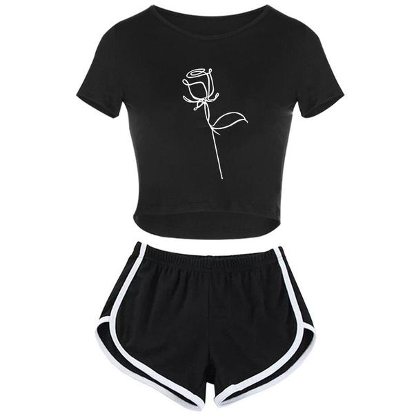 women's tracksuits summer short-sleeved suit rose fitness plain color navel baring t-shirt + shorts sportswear, Gray
women's tracksuits summer short-sleeved suit rose fitness plain color navel baring t-shirt + shorts sportswear, Gray