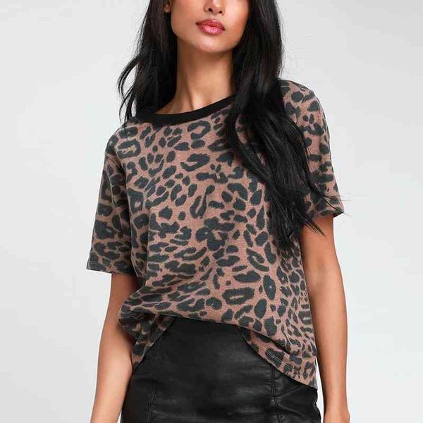 women's knits & tees t-shirt women oversized leopard print o-neck loose shirts summer new fashion jqdn, White
women's knits & tees t-shirt women oversized leopard print o-neck loose shirts summer new fashion jqdn, White