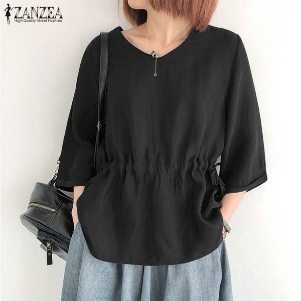 women's blouses & shirts summer v neck 3/4 sleeve blouse zanzea 2021 women elegant work shirt casual solid drawstring female blusas ch, White
women's blouses & shirts summer v neck 3/4 sleeve blouse zanzea 2021 women elegant work shirt casual solid drawstring female blusas ch, White