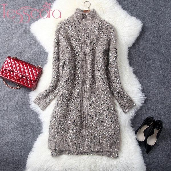 casual dresses tesscara women runway designer luxury sweater dress elegant cocktail party robe femme warm knitted vestidos, Black;gray
casual dresses tesscara women runway designer luxury sweater dress elegant cocktail party robe femme warm knitted vestidos, Black;gray