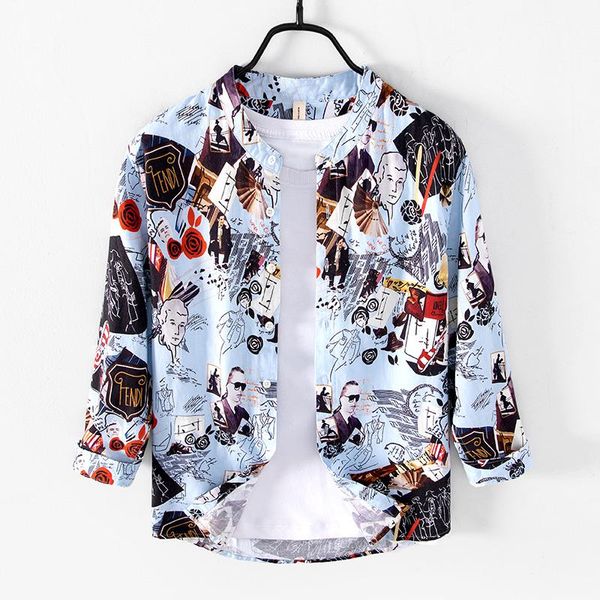men's casual shirts designer cotton and linen long sleeve stand collar white men brand trend printed comfortable shirt for, White;black
men's casual shirts designer cotton and linen long sleeve stand collar white men brand trend printed comfortable shirt for, White;black