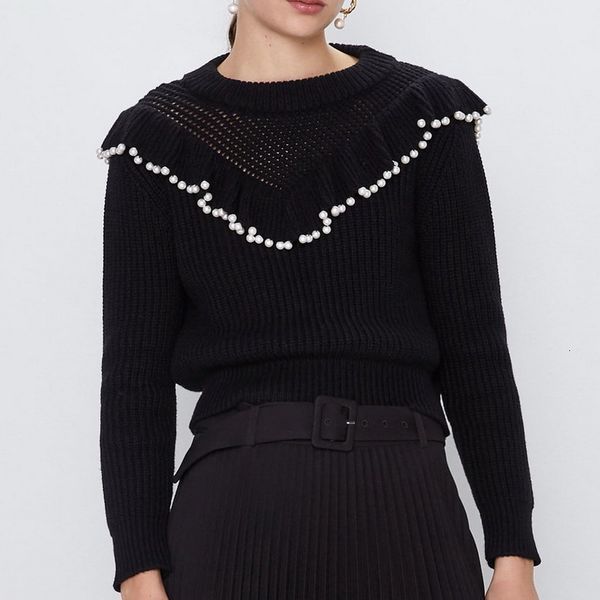 women's sweaters suéter feminino manga comprida chique, pulôver com contas de pérola e babados 5lqf, White;black
women's sweaters suéter feminino manga comprida chique, pulôver com contas de pérola e babados 5lqf, White;black